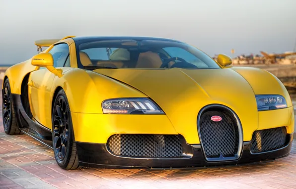 Picture the sky, yellow, tuning, veyron, supercar, bugatti, Bugatti, tuning
