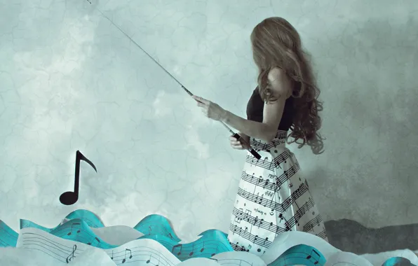 Sea, girl, rod