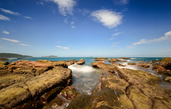 Picture sea, stones, coast, horizon