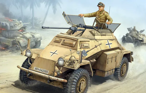 Picture figure, Germany, art, 2 cm, German light armored vehicle, Light Tank Reconnaissance Vehicle, Sd.Car.222