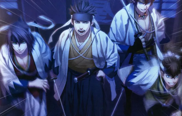 Katana, Japanese clothing, samurai, hakuouki shinsengumi kitano, kondou isao, the attack, Heisuke Toudou, okita souji