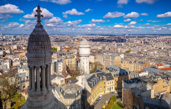 Picture clouds, France, Paris, building, top