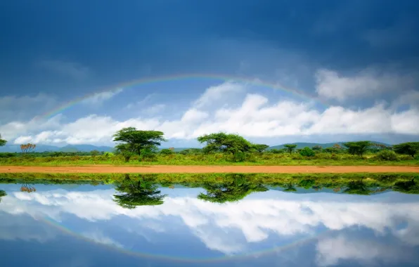 Road, river, exotic, Kenya, African landscape