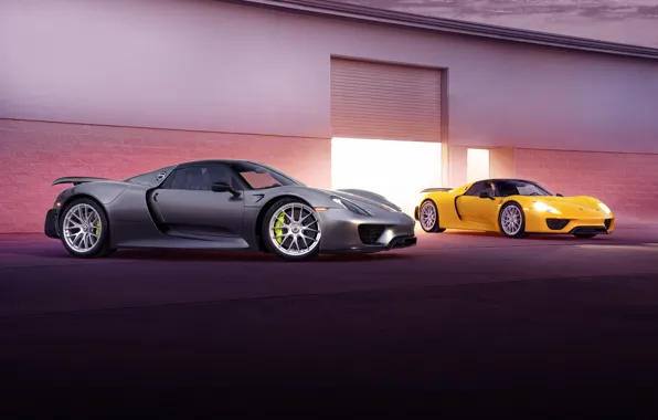 Porsche, yellow, Spyder, 918, silvery