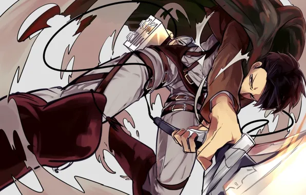 Boots, blow, the battle, cloak, swords, levi, shingeki no kyojin, the invasion of the giants