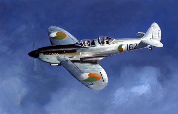 The sky, figure, fighter, art, the second world, pilots, British, Spitfire