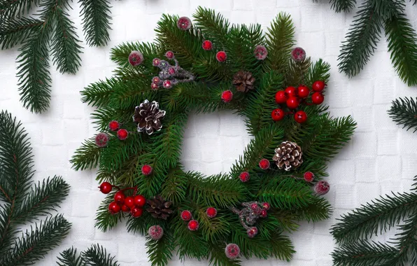 Picture decoration, New Year, Christmas, Christmas, wreath, wood, New Year, decoration