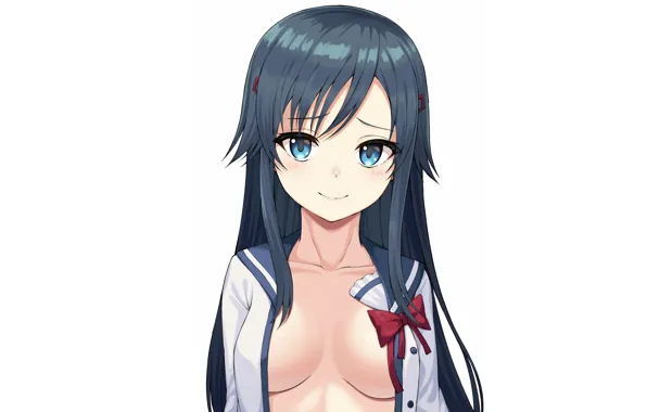 Picture girl, sexy, long hair, boobs, anime, beautiful, brunette, erotic