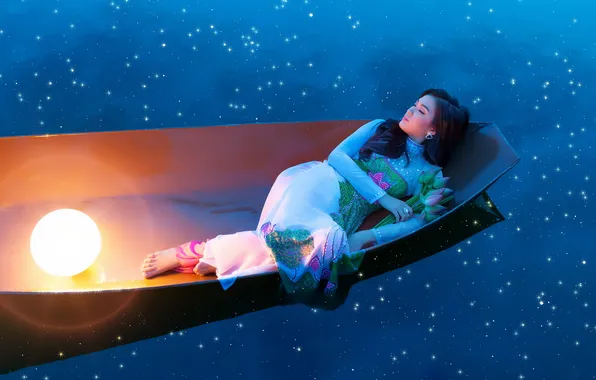 Girl, background, Asian