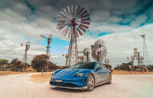 Porsche, Blue, Front, Side, Cross Turismo, Taycan, Porsche Taycan 4S, Taycan 4S