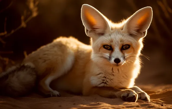 Look, light, portrait, Fox, lies, face, ears, Fenech