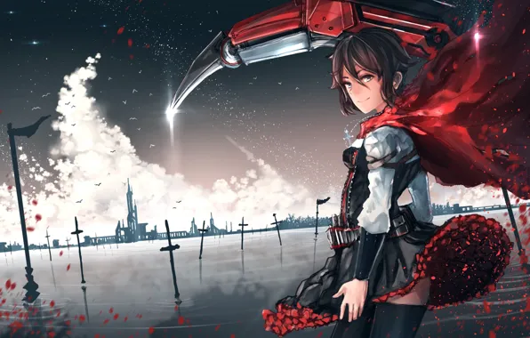 Girl, weapons, anime, RWBY, the fluffy skirt