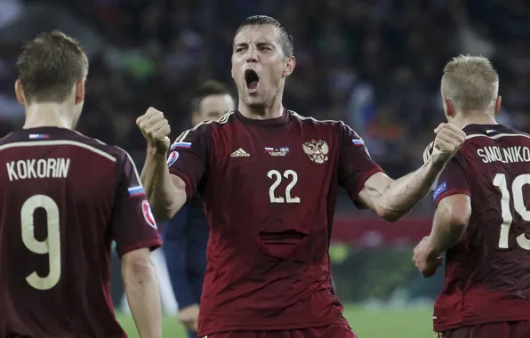 Joy, football, Russia, Russia, goal, football, Team, Dzyuba