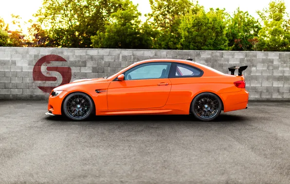 Orange, black, bmw, BMW, profile, wheels, drives, black