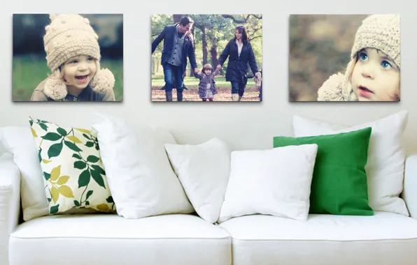 Picture children, photo, sofa, pillow, family