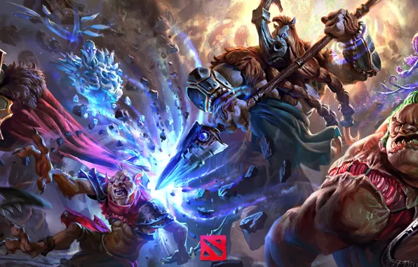 Picture dota 2, pudge, magnus, bounty hunter, moba, Wraith King, Ancient Apparition