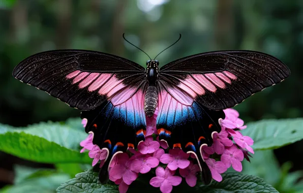 Leaves, macro, flowers, nature, butterfly, sailboat, insect, pink