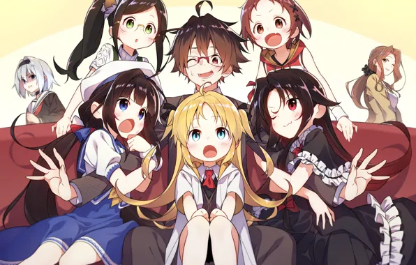 Boy, Anime, Girls, Art
