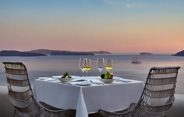 Sea, wine, stay, relax, romance, coast, the evening, Santorini