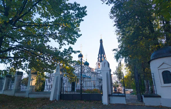 Autumn, the sky, trees, Russia, architecture, September, Artem, Dolgoprudny