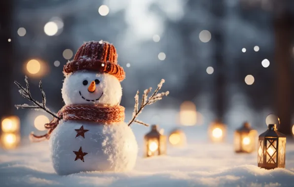 Winter, snow, Christmas, New year, snowman, Christmas, winter, snow