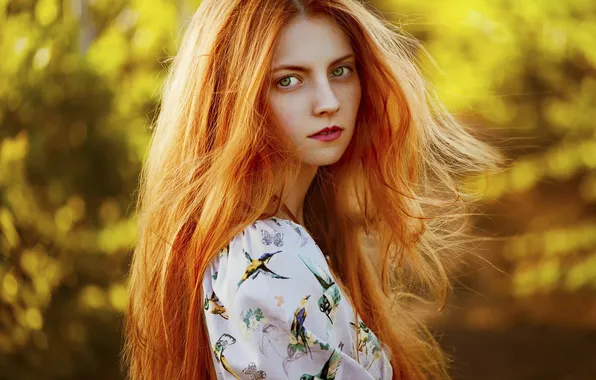 Picture portrait, redhead, Masha, natural light
