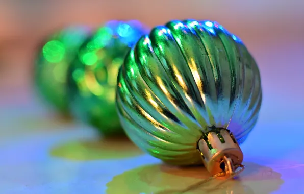 Balls, holiday, green, Christmas, New year, bokeh, Christmas decorations, new year decorations