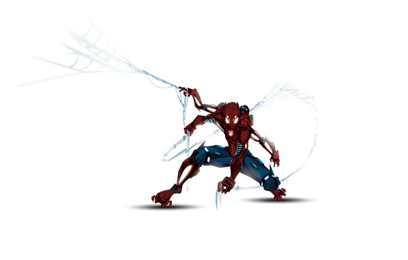 Robot, web, white background, cyborg, comics, marvel, comics, spider-man
