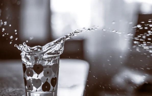 Water, drops, squirt, glass