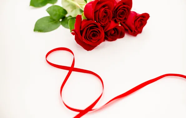 Picture flowers, roses, tape, red, red, March 8, flowers, romantic