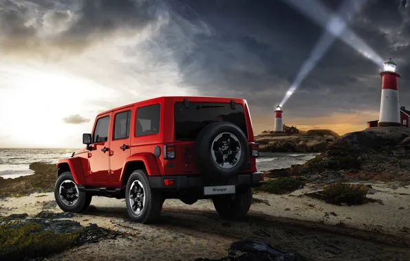 Sea, machine, light, shore, jeep, car, beacons, Jeep