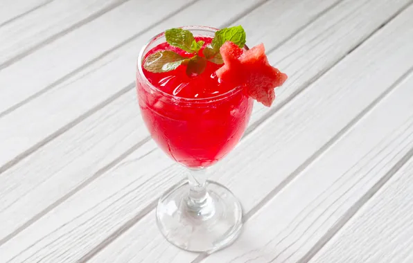 Ice, glass, watermelon, cocktail, mint