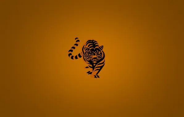 Orange, tiger, minimalism, striped, minimalism, tiger, orange