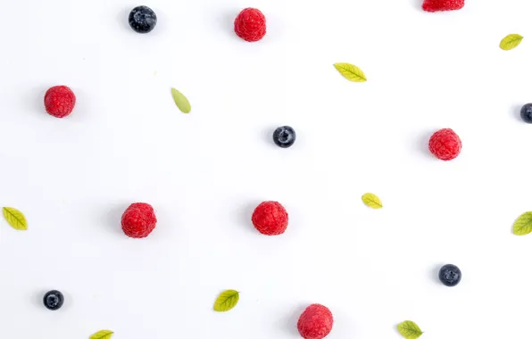 Berries, white background, leaves