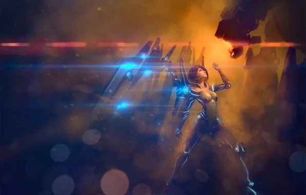 Girl, light, lights, glare, meeting, wings, monster, costume