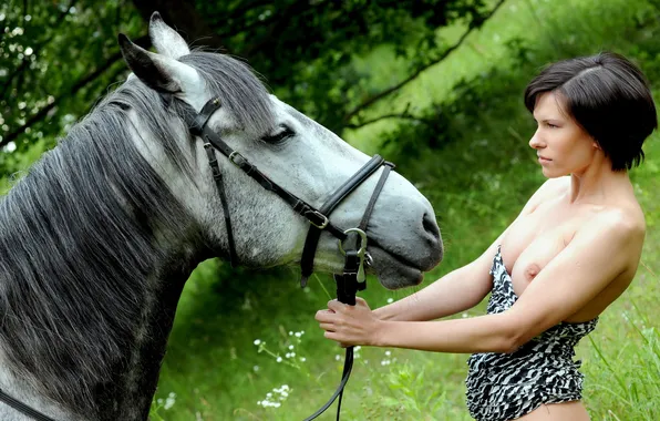 Ass, chest, grass, woman, hair, dress, Tits, hairstyle
