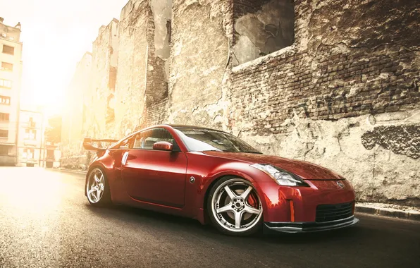Red, Nissan, 350z, tuning