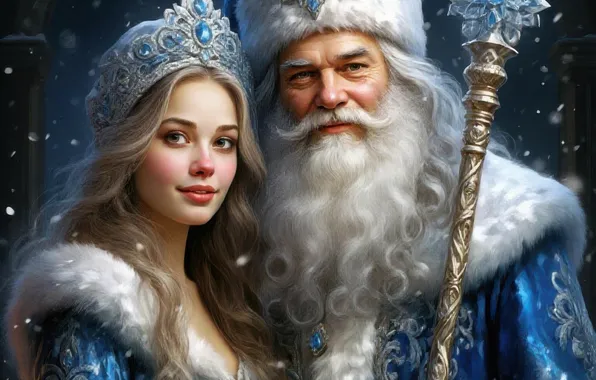 Picture winter, girl, snow, the dark background, new year, portrait, crown, Christmas