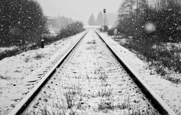 Picture winter, snow, rails