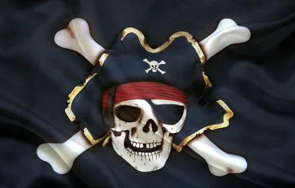 Picture hat, flag, skeleton, Jolly Roger