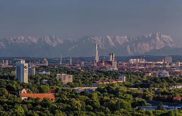 Picture the sky, trees, landscape, mountains, home, Germany, Munich, panorama