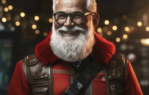 Fiction, Christmas, New year, Santa Claus, Santa Claus, cyberpunk, the futuristic, AI art