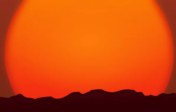 The sun, sunset, mountains, horizon
