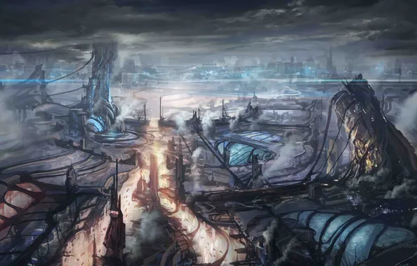 The city, smoke, art, Jonathan Powell