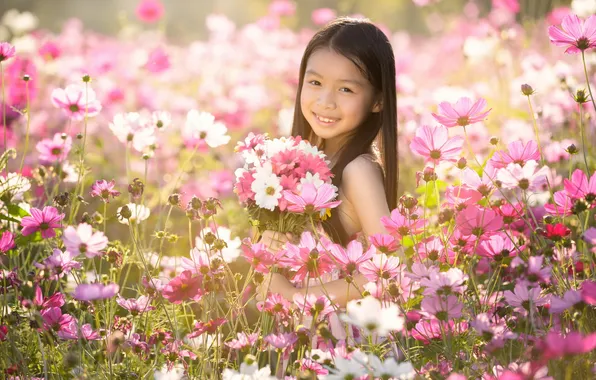 Summer, flowers, mood, girl