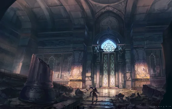 Picture people, the door, knife, columns, ruins, Prince of Persia, Palace, sneaks