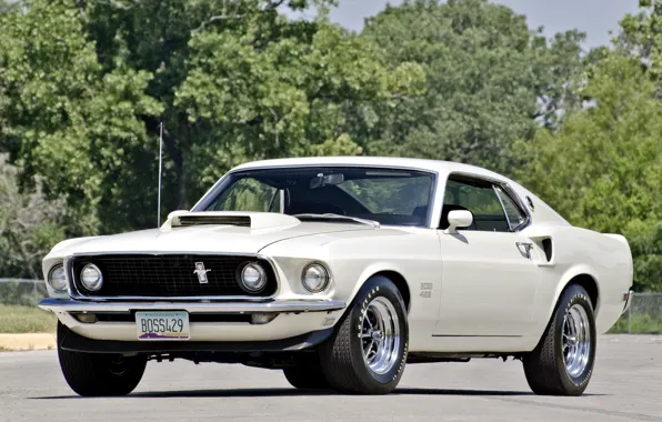 White, Machine, Ford, 1969, Mustang, Car, Ford Mustang, Car