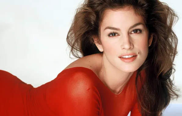 Model, Girl, in red, famous actress, looking at the camera, Cindy Crawford