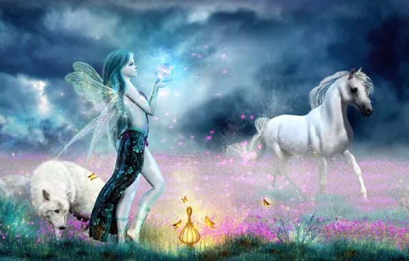 Magic, horse, wolf, fairy