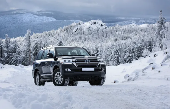 Winter, snow, mountains, Toyota, Land, 200, Cruiser